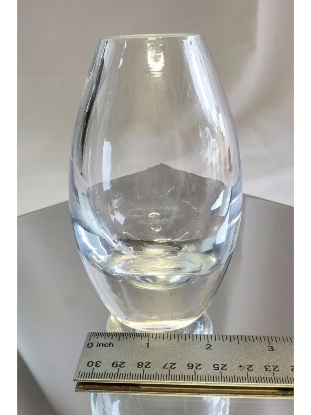 Vintage Swedish Crystal Flower Vase Clear Art Glass Home Decor MCM 4.5